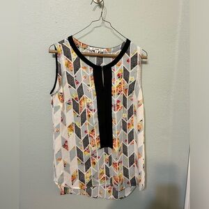 CAbi Grosgrain Floral & Leopard Print Multicolor Tank Top Women’s Small